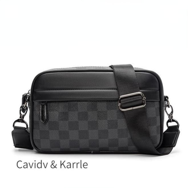 Bolsa de Ombro Casual de Moda Nova Bolsa de Couro para Homens de Negócios Bolsa Mensageiro Xadrez PU Bolsa Transversal p