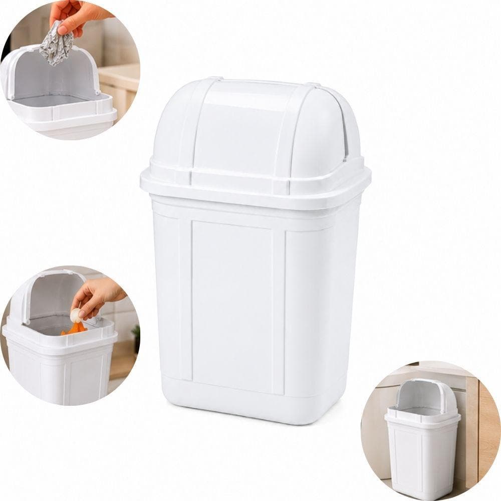 LIXEIRA COZINHA TAMPA RETRATIL 4 LITROS BRANCA CESTO LIXO 4L QUARTO BEBE PIA BANCADA COMPACTA PLASTICA RESISTENTE HIGIEN