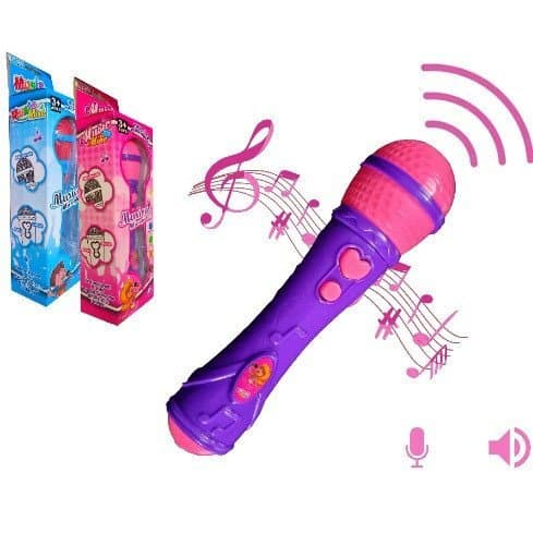 Microfone Infantil Sai a Voz e Musical Brinquedo Cantor Rock