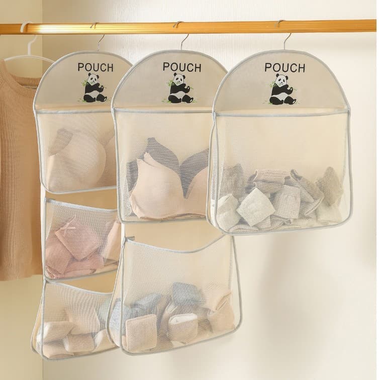 Net bolso meias armazenamento pendurado saco Multi-camada guarda-roupa pendurado roupa interior organizador saco dormitó
