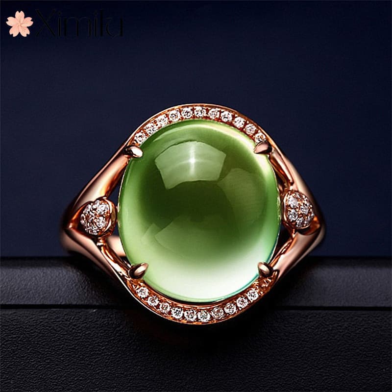 ❤ Requintado criativo verde uva pedra anel feminino elegante uva fresca verde diamante moda jóias