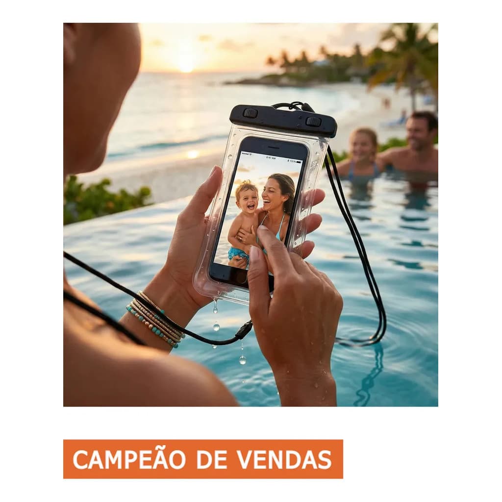 Capa Bolsa A Prova Dágua Impermeável Universal Para Celular Cor Preto