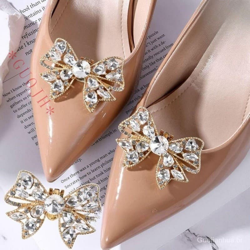 GUOJH Beleza Clipes De Sapatos , Fivelas Rhinestone Bowknot , Jóias De Salto Alto Removíveis Decorações De Noiva