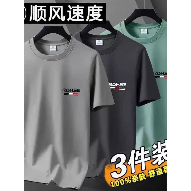 Camiseta de manga curta de seda gelo masculina verão legal respirável esportes camiseta roupas superiores Popular impres