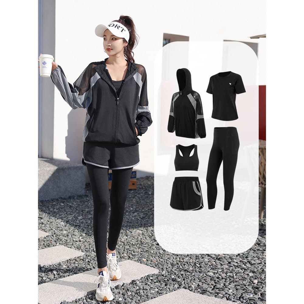 Esportes de Fitness terno feminino manhã correndo roupas moda tamanho grande de secagem rápida ao ar livre correndo roup