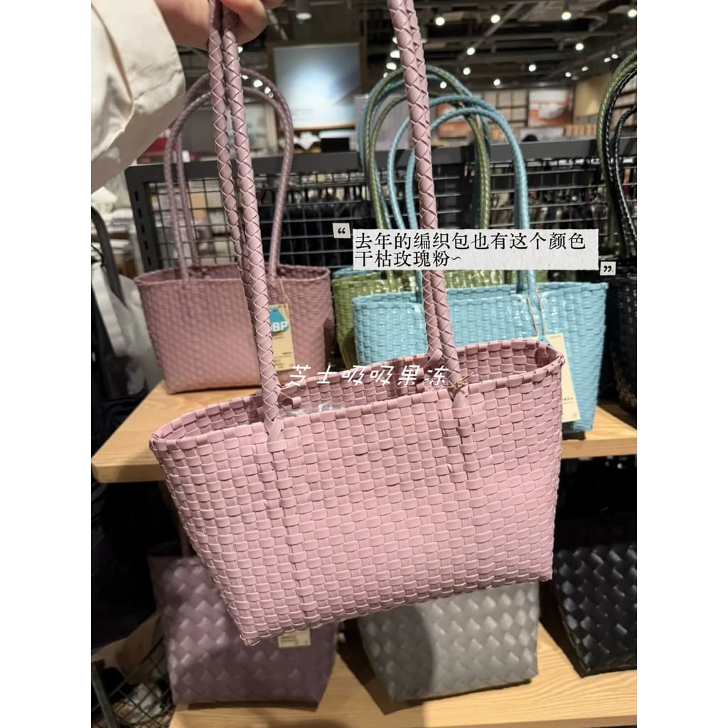 Verão novo estilo estilo japonês Muji ambientalmente amigável mão-tecido bolsa para fora All-Match um ombro para