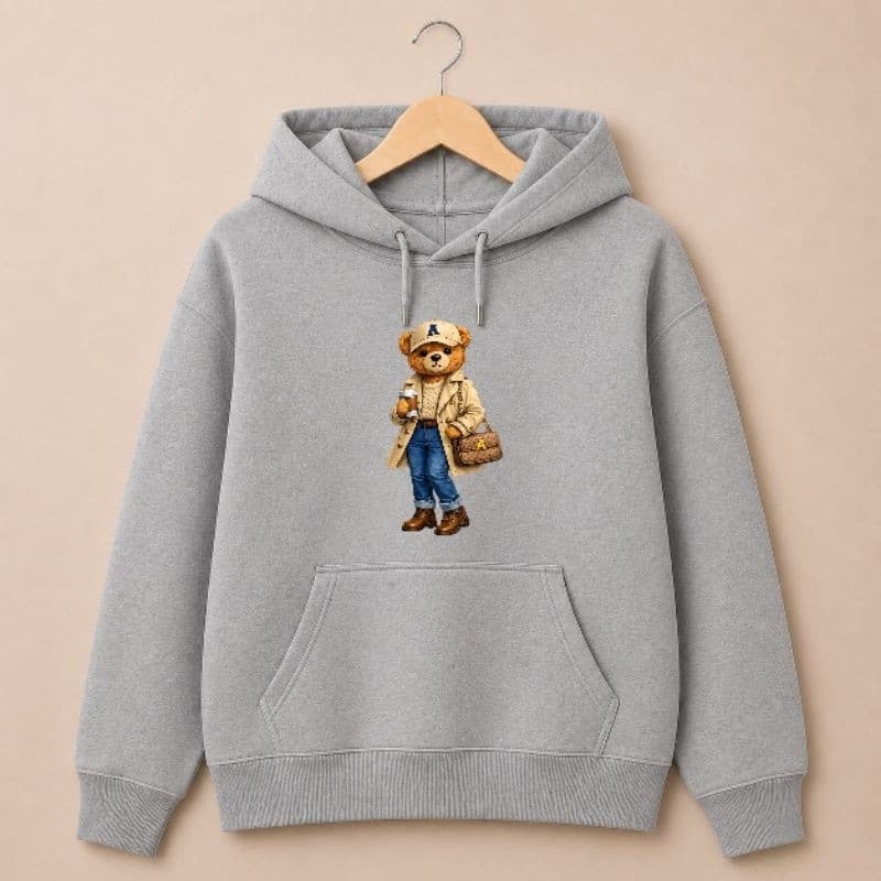 Moletom Feminino Ursinha Estilo em alta Capuz Bolso Canguru Algodão Premium Casual Inverno Tendência Moda 2026