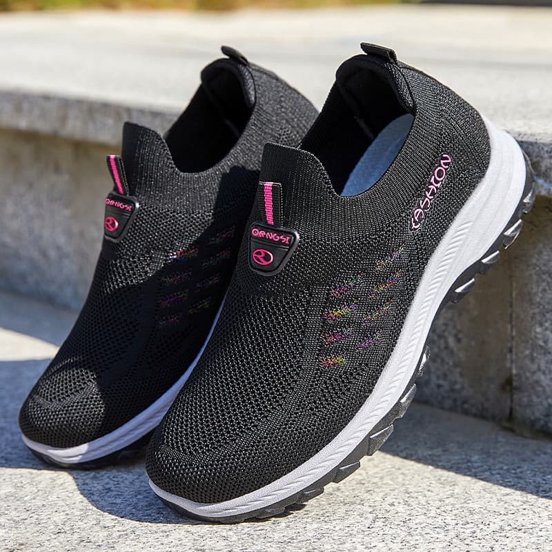 2026 verão novo estilo sapatos femininos deslizamento-em sapatos de mãe sapatos de caminhada meias de malha respirável s