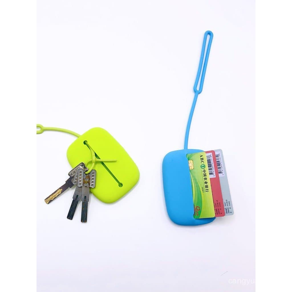 Bolsa de silicone espessa, multicolorida, quadrada, com cordão, estojo macio para guardar cartões bancários, popular no