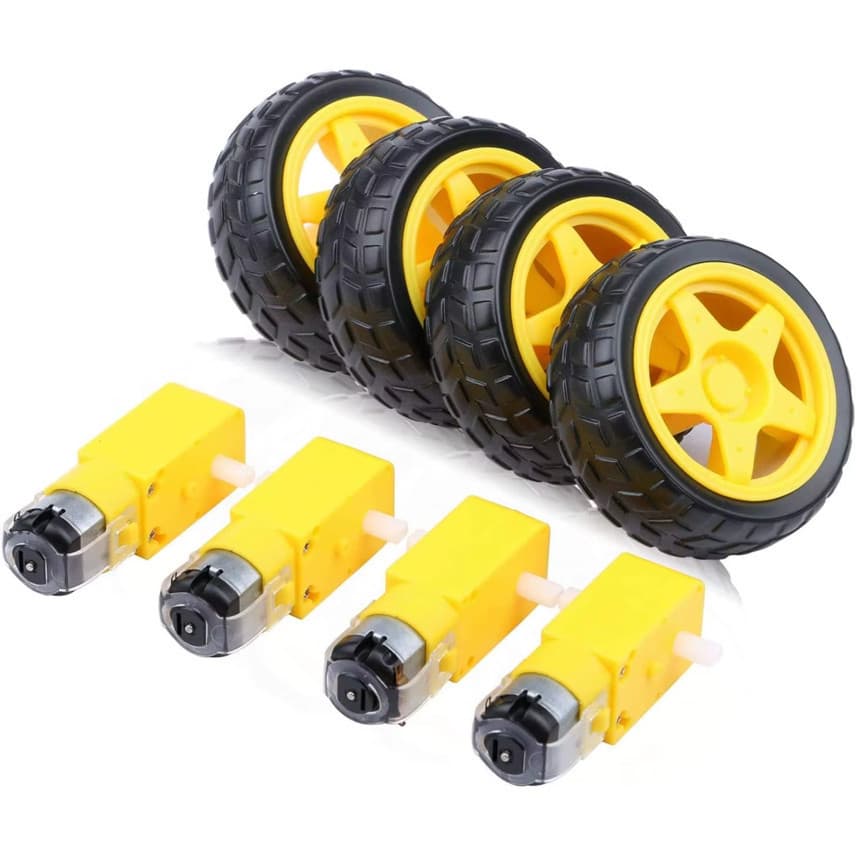 Rodas Pneu + Motor Redução Dc 3 A 6v Robótica Carro Arduino