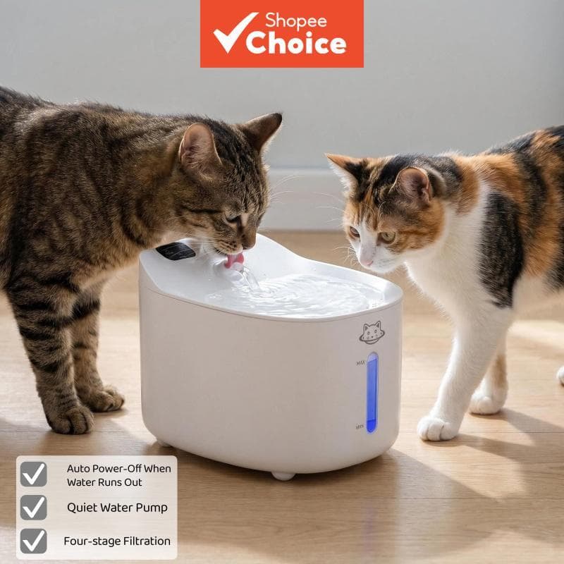 Bebedouro Pet Sem Fio Recarregável, Fonte de Água para Gatos com Acionamento Inteligente por Movimento e Nível de Água
