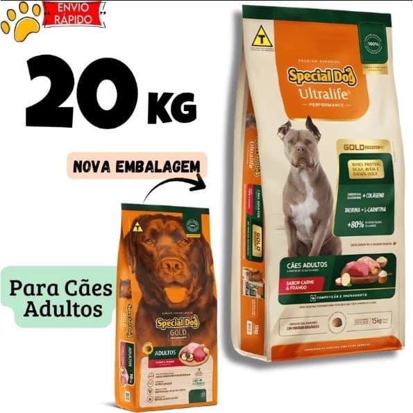 Ração Special Dog Gold Performance Para Cães Adultos Sabor Carne e Frango 20kg