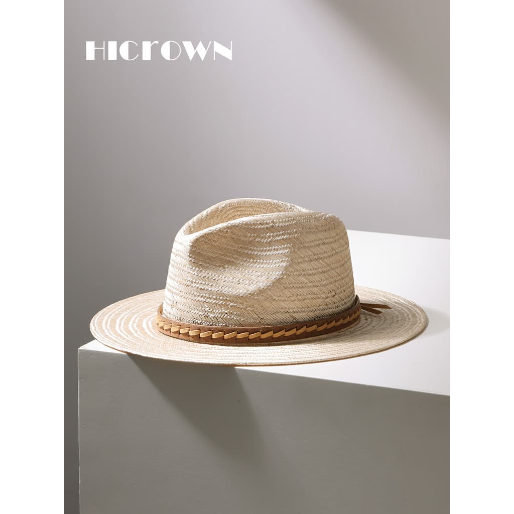 Verão masculino feminino mão-tecido panamá chapéu de palha europeu americano moda praia chapéu de sol viagem lazer grand