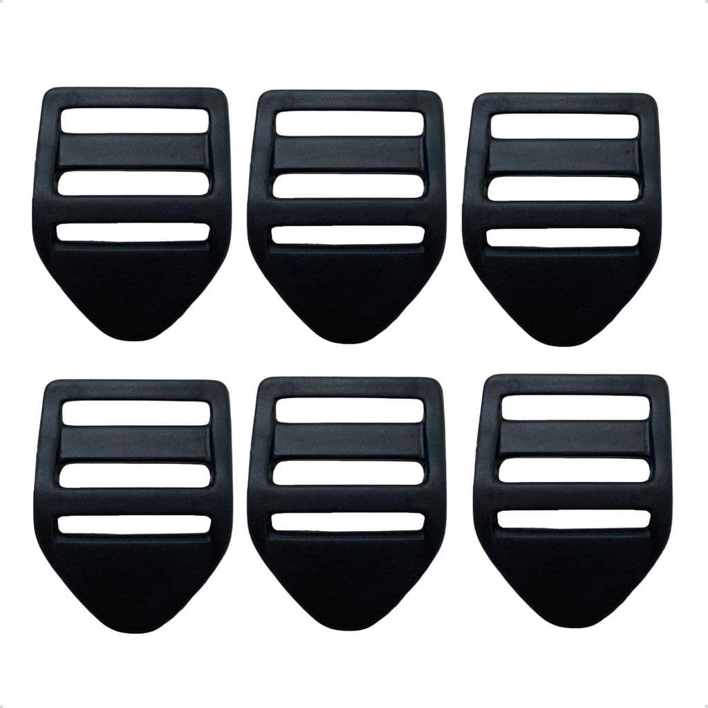 Kit 6 Reguladores Castelinho 30mm Plástico Preto para Ajuste de Alças em Mochilas, Bolsas, Malas e Bags  Resistente