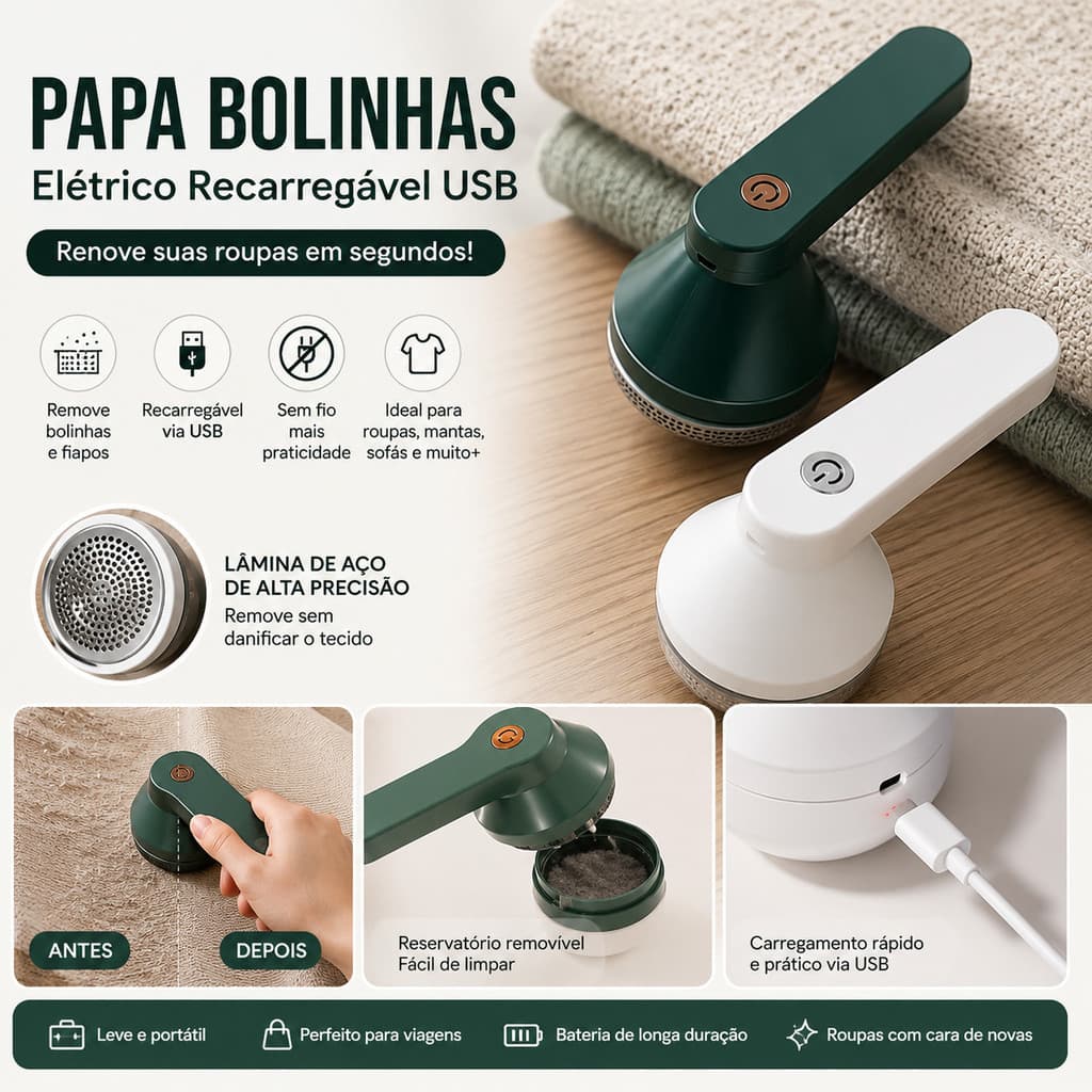 Papa Bolinhas Elétrico USB Recarregável | Remove Fiapos e Pelinhos com Praticidade Sem Fio---WYL Store