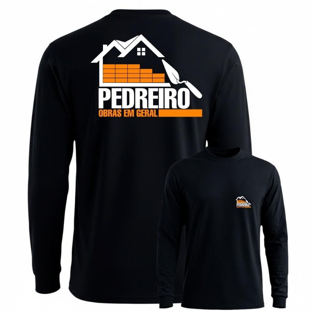 Camiseta Termica Manga Longa para Pedreiro com Proteção UV Malha PV Uniforme Trabalho Blusa Camisa
