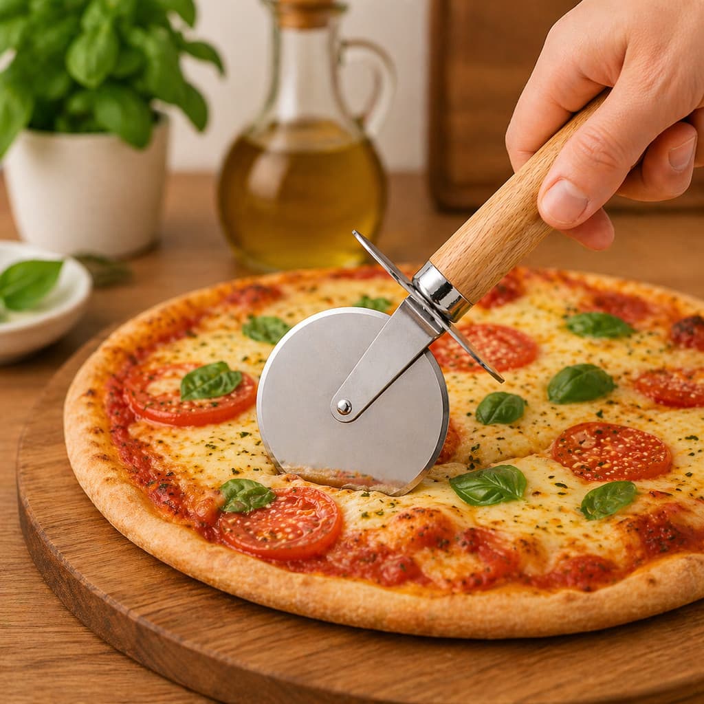 Cortador de Pizza Inox e Cabo em Madeira 19 cm