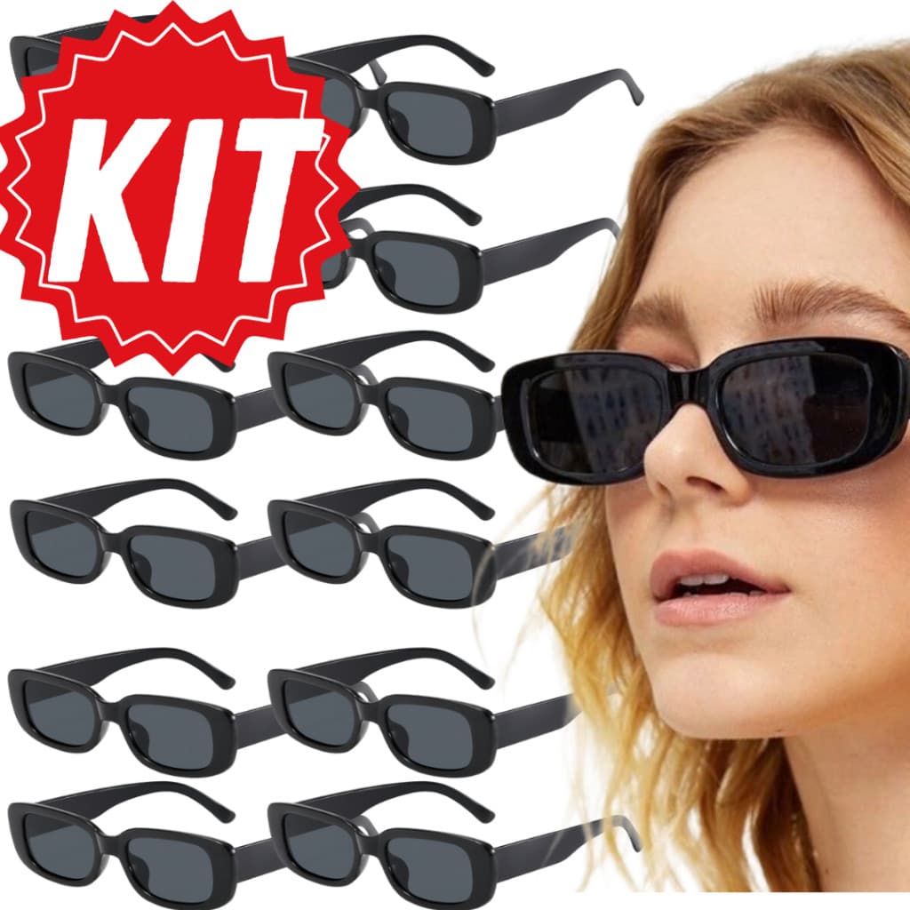 Kit Óculos de Sol Retrô Vintage Feminino Masculino Festa Casamento Preto