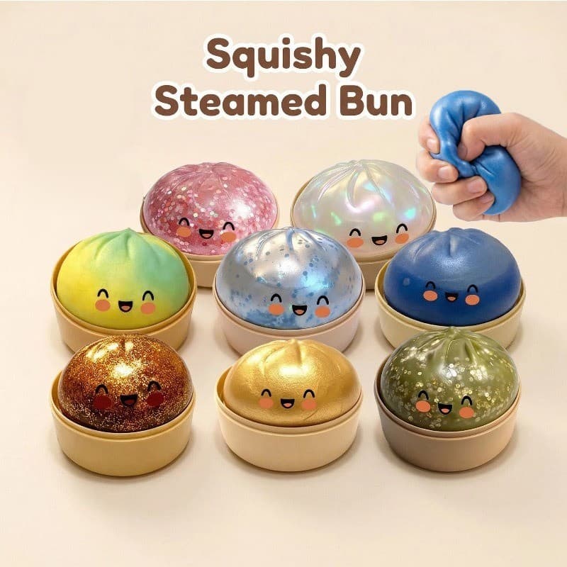 Bonito Simulação Pão Brinquedo Mole Macio Não-Pegajoso Cozido No Vapor Espremer Fidget Alívio Do Estresse De Descompress