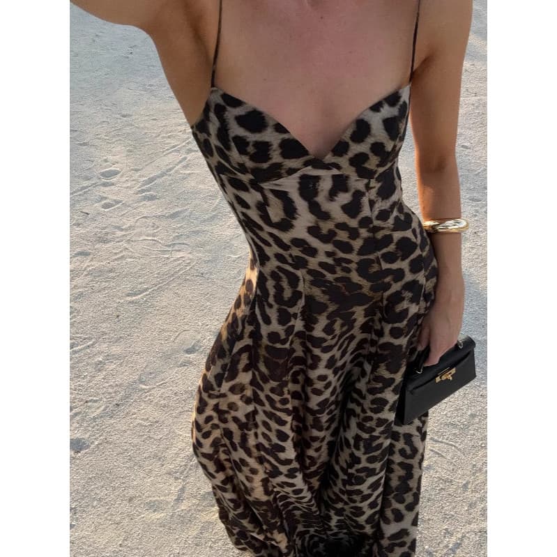 Vestido Longo Feminino Com Estampa De Leopardo