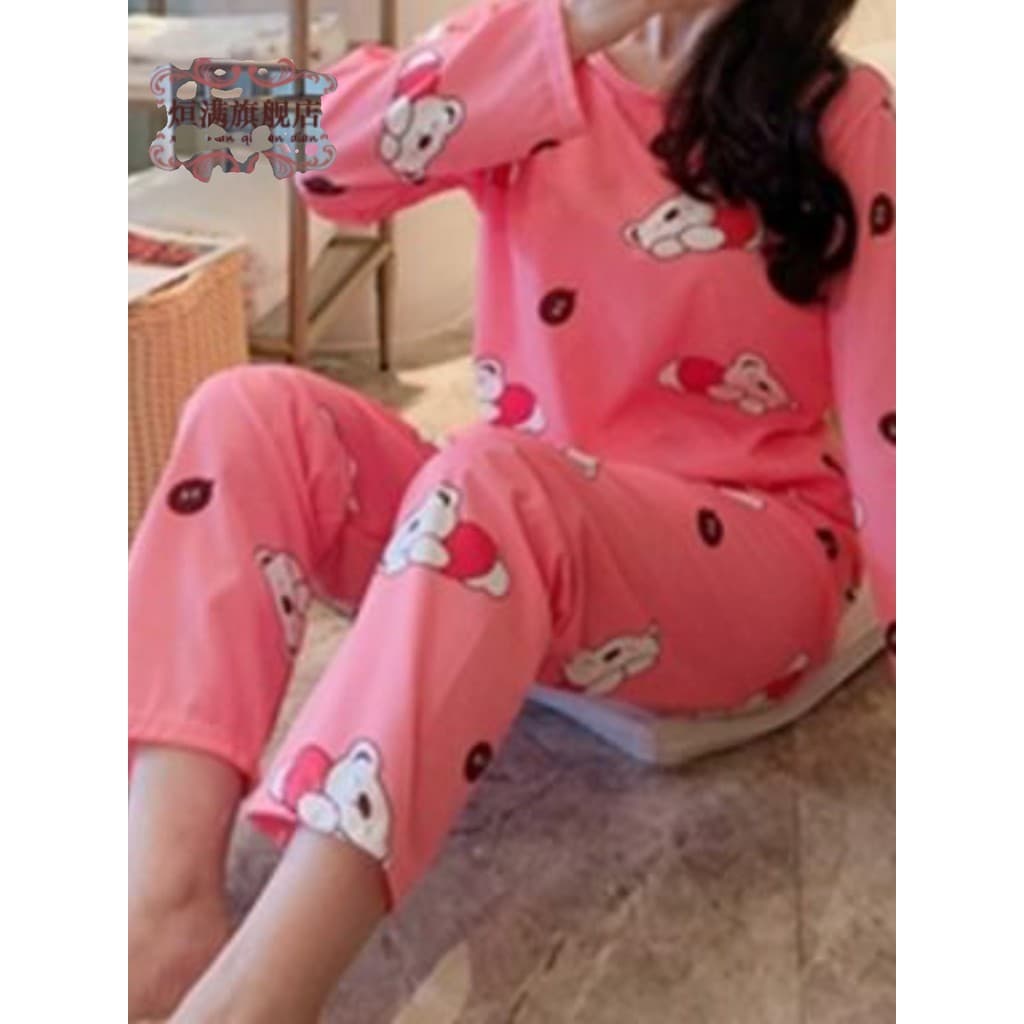 Pijamas femininos estilo outono inverno tamanho grande pijamas de manga comprida ternos femininos versão coreana pijamas