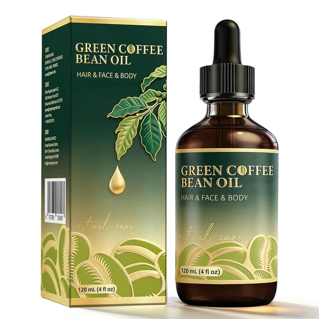Óleo de Grão de Café Verde para Pele e Cabelo – Óleo de Café Leve para Hidratação, Pele Suave e Cuidado do Couro Cabelud