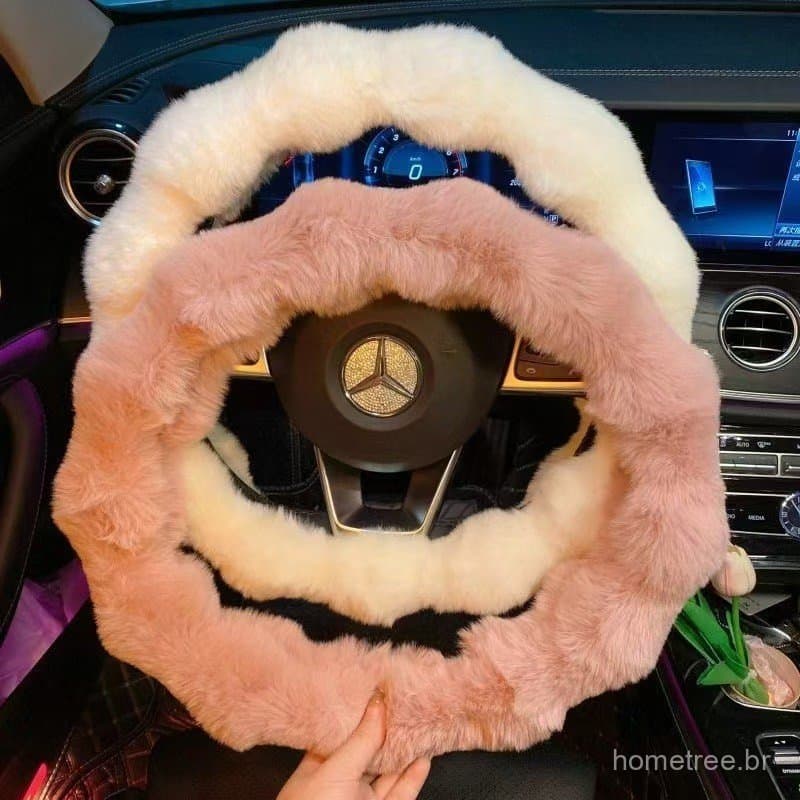 Capa de Volante Pelinho Fofo Macio Automotivo Universal 38cm Inverno 7 Cores