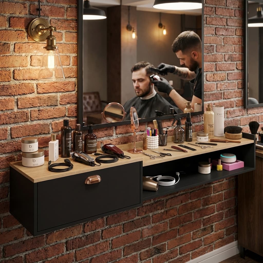 BANCADA PARA BARBEIRO BARBEARIA SUSPENSA 150CM SUMPREMO
