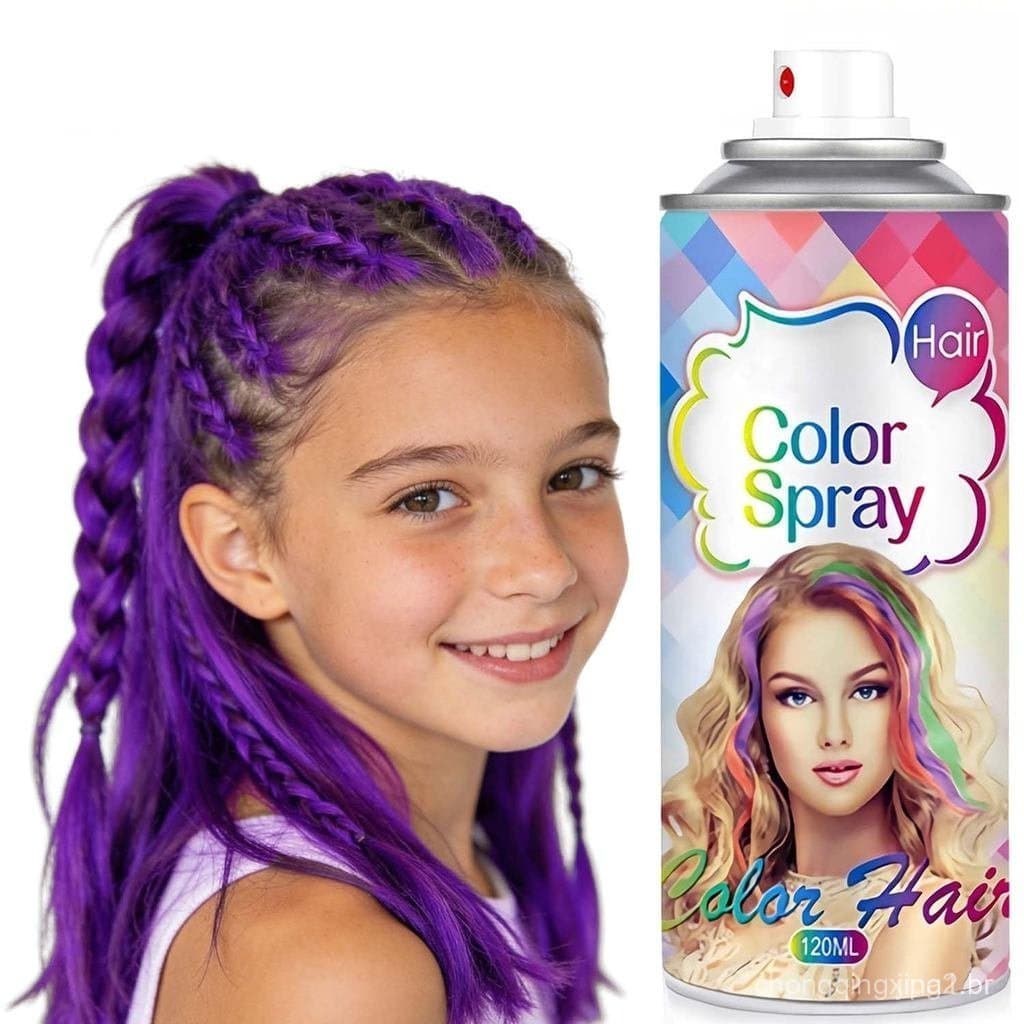 Spray de tintura capilar temporária roxa, adequado para mulheres, homens e crianças, coloração capilar temporária instan