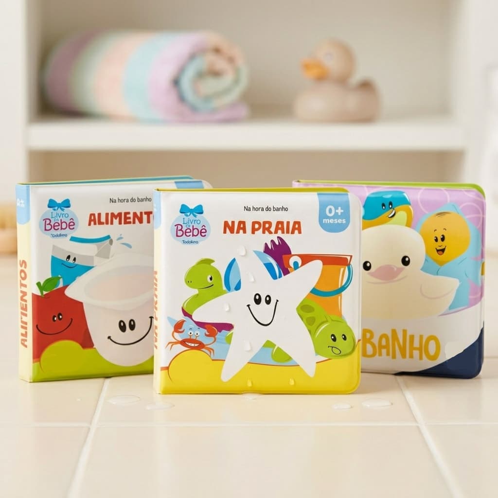 Livro de Banho Bebê Na Hora Do Banho com Squeaky 0+ Meses Recém Nascido Infantil