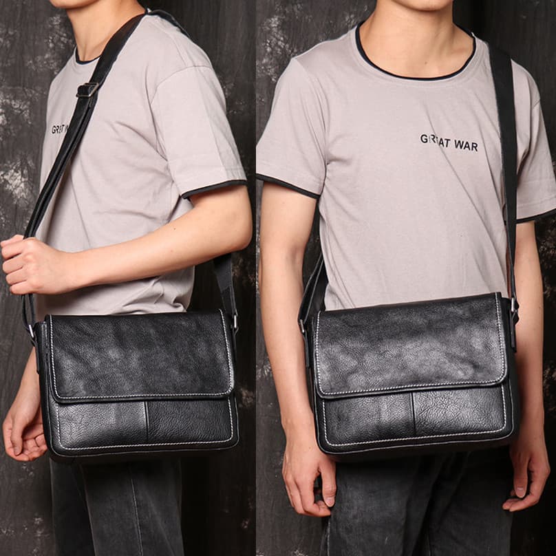 Exportação de comércio exterior primeira camada bolsa de couro bolsa de ombro masculina grande capacidade Diagonal ipad