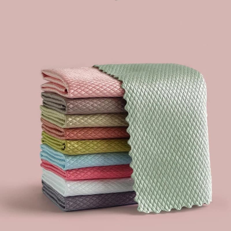 Pano de Limpeza e Polimento de Microfibra com Textura de Escama de Peixe, 1 Peça, Toalha Macia e Absorvente para Cozinha