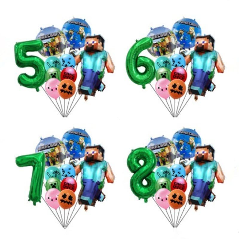 Conjunto de 10 balões de alumínio com números do Minecraft para decoração de festas OVBI QRTM