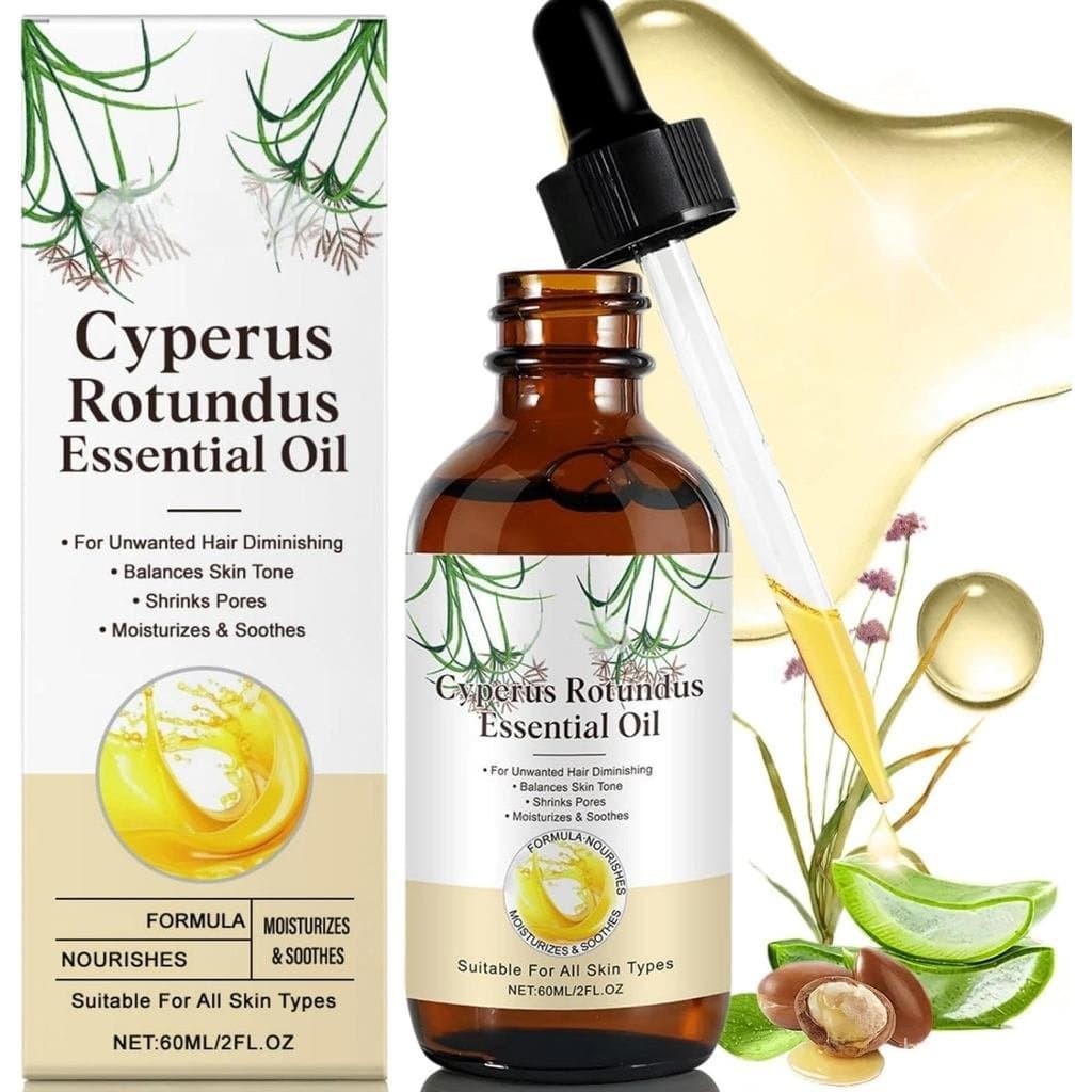 Óleo de Cyperus Rotundus 60ml, Remoção Natural de Pelos e Redução do Crescimento Capilar, Pele Suave, Redução de Poros,