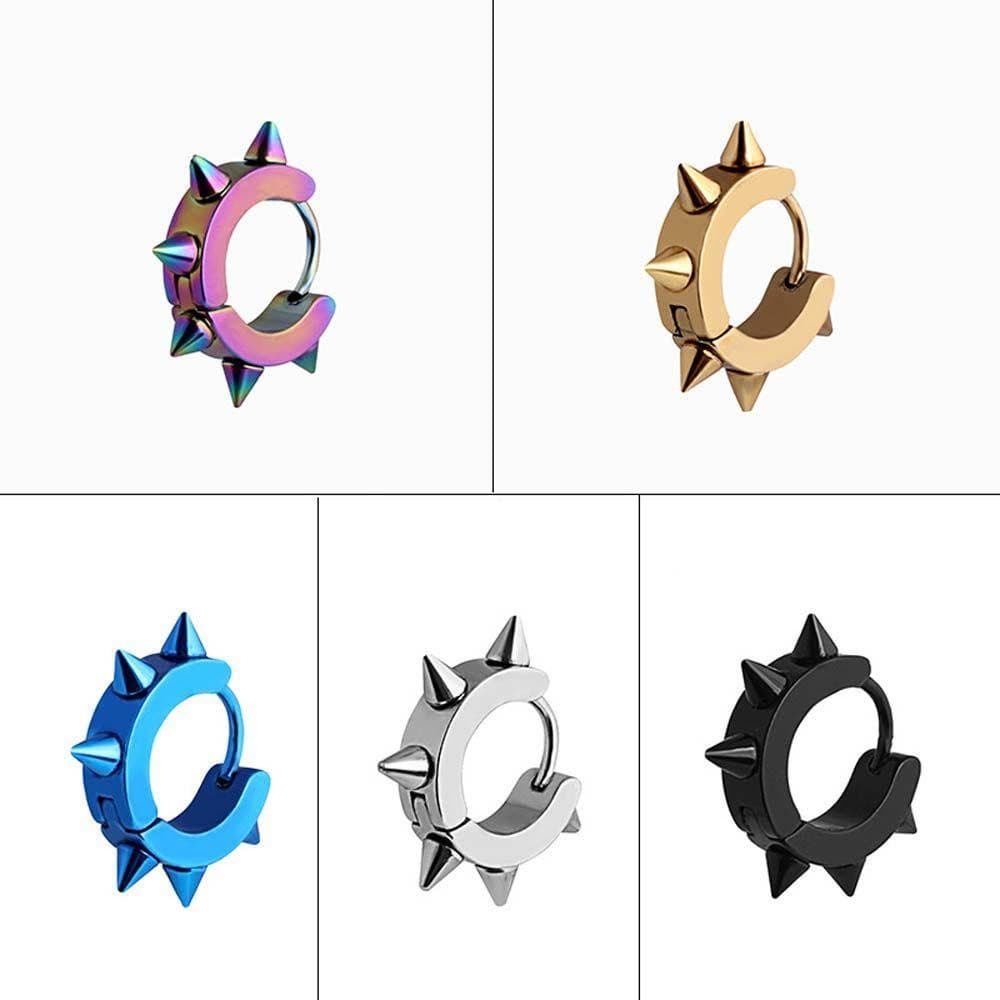Brincos De Argola BLUEVELVETSP Punk Unissex De Aço Inoxidável Com Ponta Gótica Geométrica Preta Joias