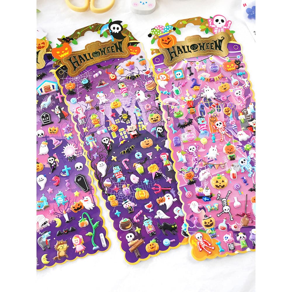 2024 HALLOWEEN Adesivos Dos Desenhos Animados Tridimensional Espuma Adesivos DIY Abóbora Fantasma Bruxa Vampiro HALLOWEE
