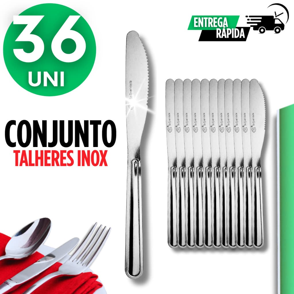 Jogo 36 Unidades Facas Inox – Qualidade Profissional Para sua Casa uso Diário