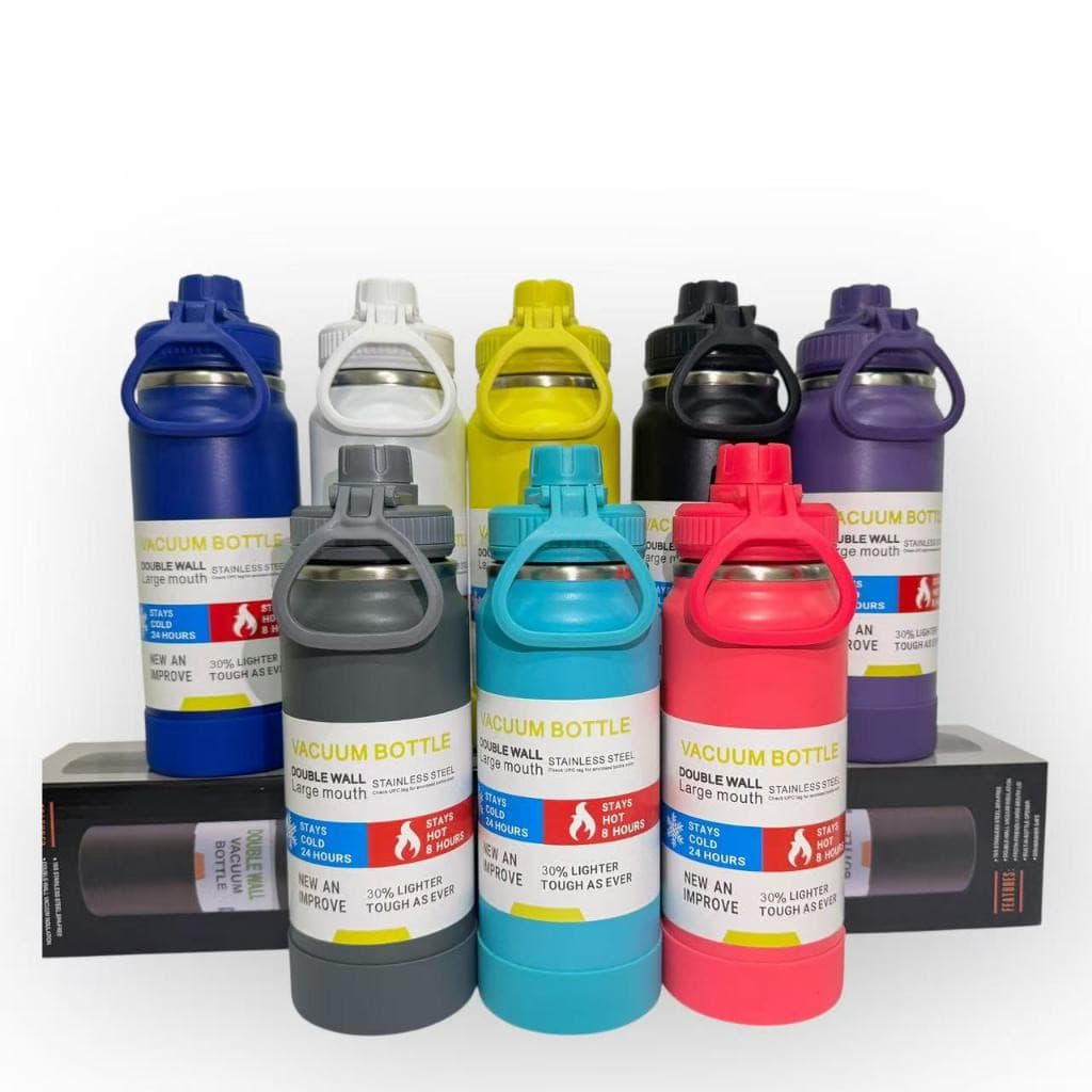 Garrafa Térmica Aço Inox + Base da Mesma Cor 1200ml/1000ml/800ml/600ml/350ml