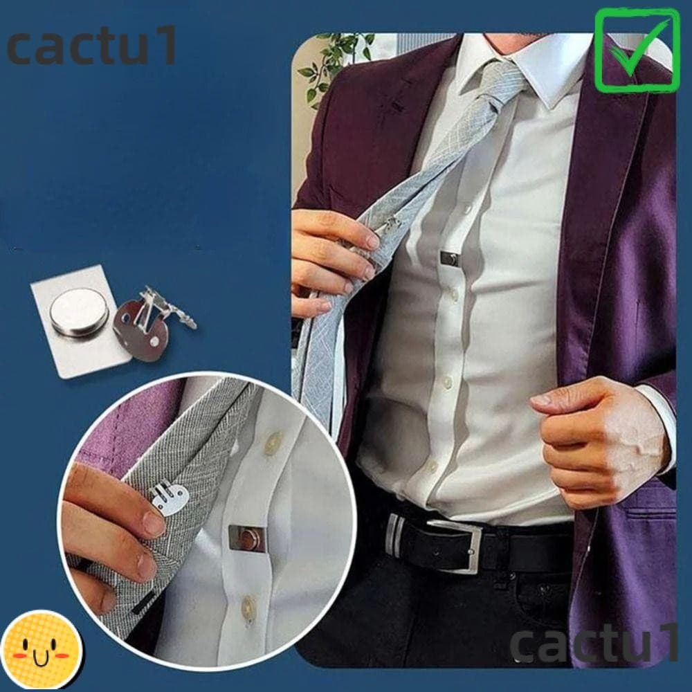 Clipes De Suporte De Gravata CACTU , Fixação Antirrugas , Colar Invisível Anti-Balanço Com Fecho Oculto Masculino