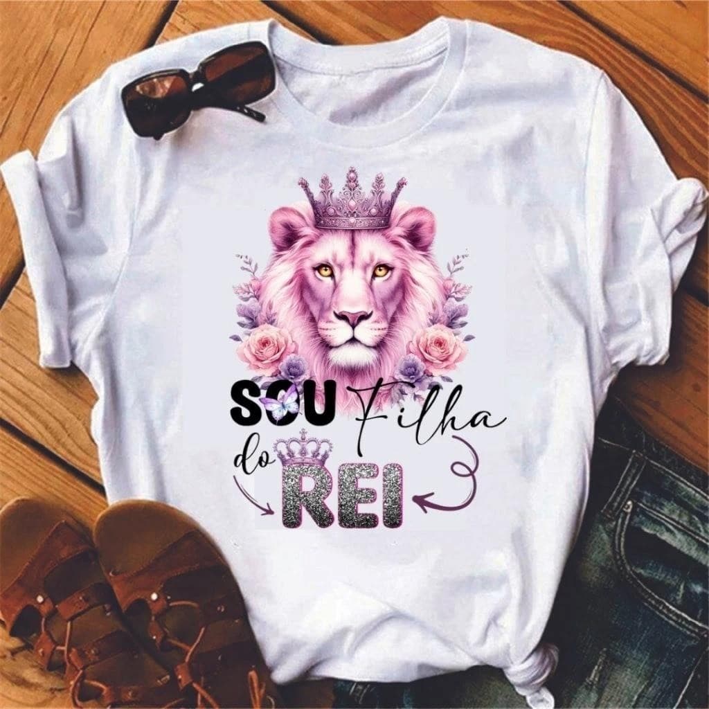 Camisa Camiseta Feminina com estampa varidas Crista Leão