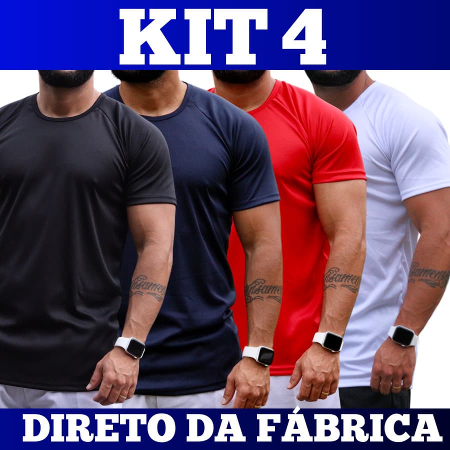 Kit 4 Camisetas Dry Fit Camisa Masculina Casual Treino Academia Esportes Exercícios Corrida