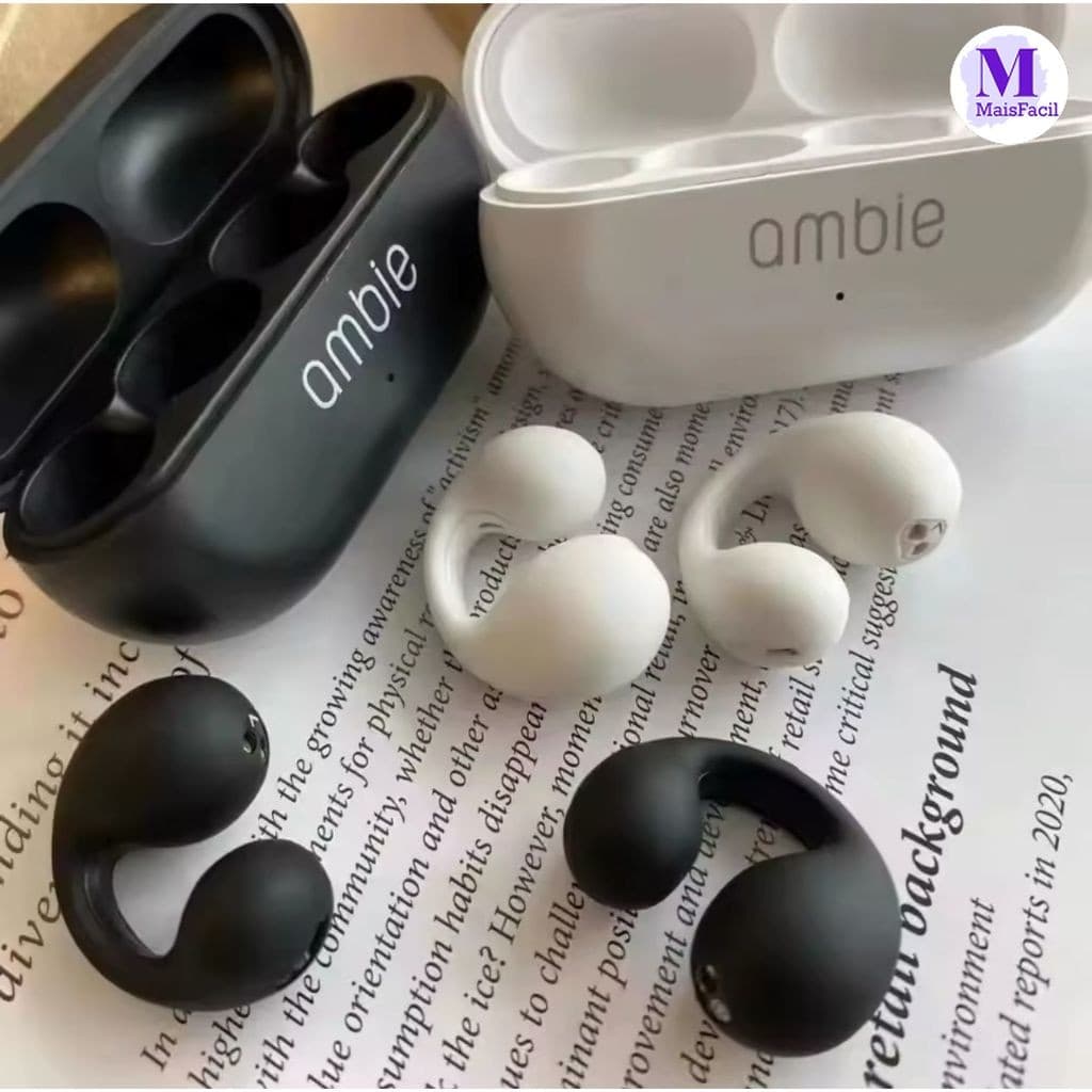 Ambie Sound Fone De Ouvido Sem Fio Earcuffs Bluetooth 5.2 IPX5 Fone Esporte À Prova D'água Com Microfone