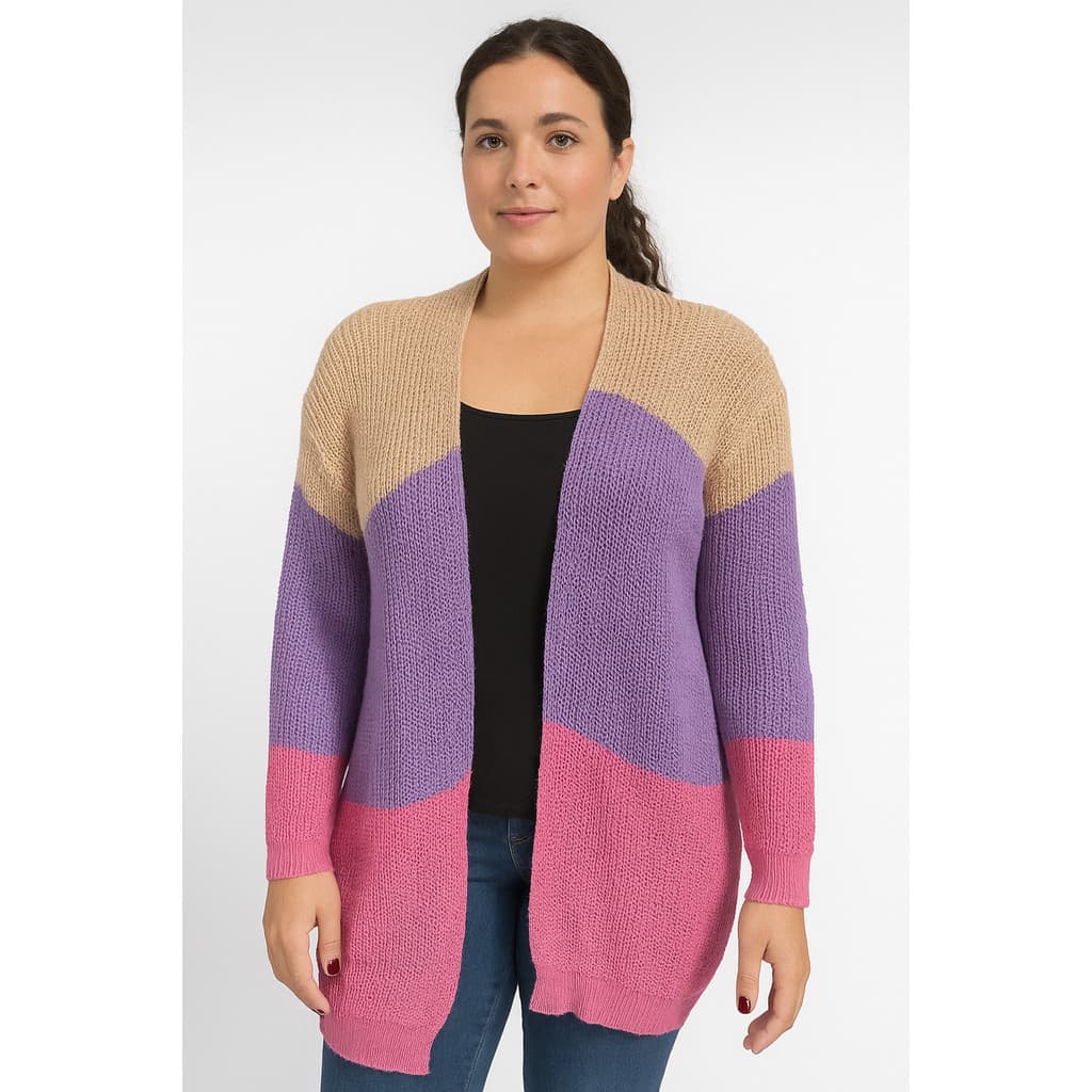 Cardigan Feminino Tricô Degradê 3 cores Moda Casual Elegante