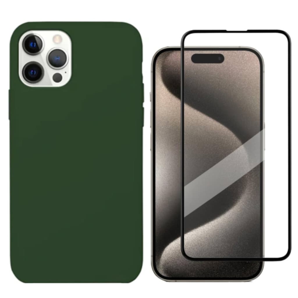 Capa Capinha Para iPhone 13 Verde Aveludado + Película 3D