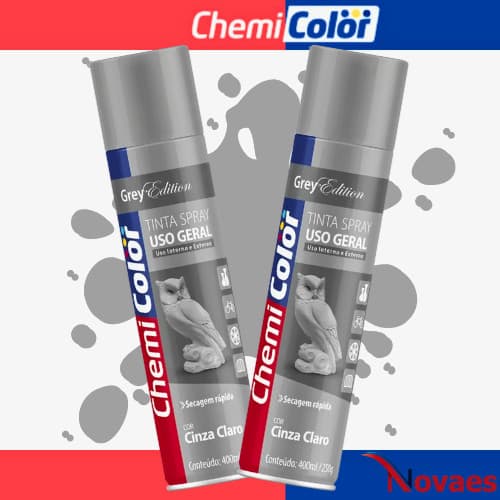 Kit 2 Tinta Spray Chemicolor Cinza Claro 400ml Profissional