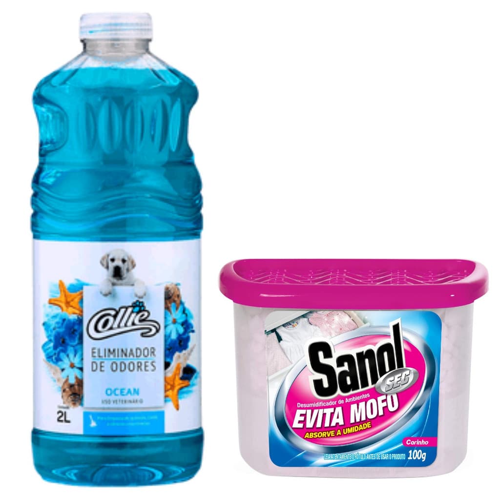 Kit Anti Mofo Perfumado 100g Sanol Eliminador de Odor Collie 2L