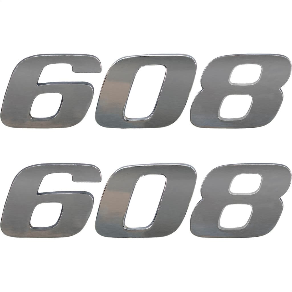 2 Emblema Adesivo Número 608 Cromado Caminhão Mercedes Benz