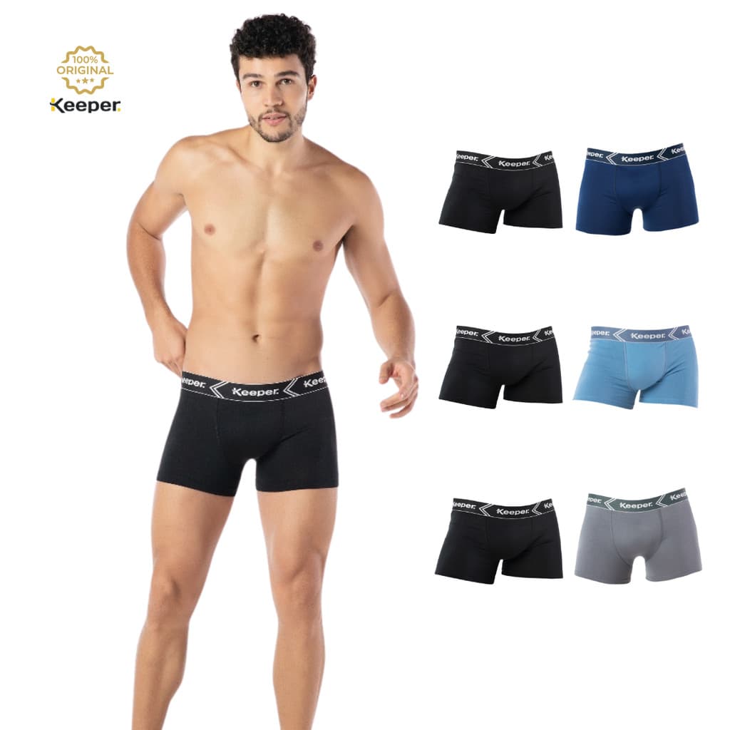 Kit 4 Cueca Boxer Básica com Elástico Microfibra - Keeper