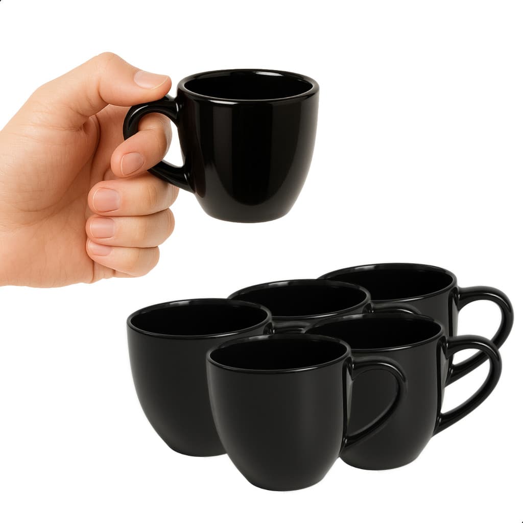 Jogo 6 Xícaras De Porcelana 95ml Pequenas Para Chá E Café