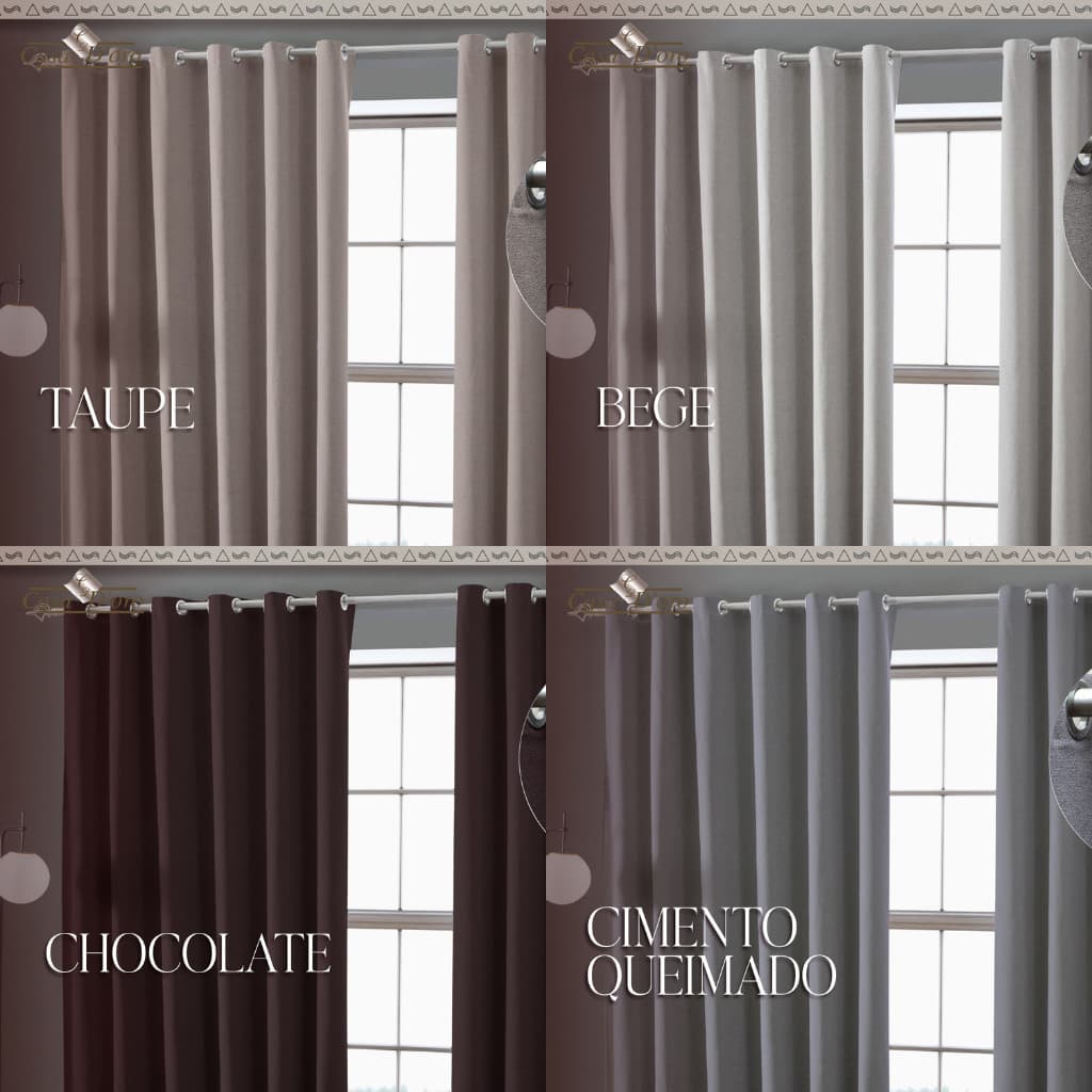 CORTINA 100% BLACKOUT RUSTICO  4,00m X 2,50m